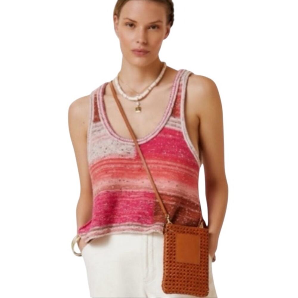 Anthropologie Pilcro Paipo Knit Sweater Tank in Pink Patchwork Size Medium - Picture 1 of 8